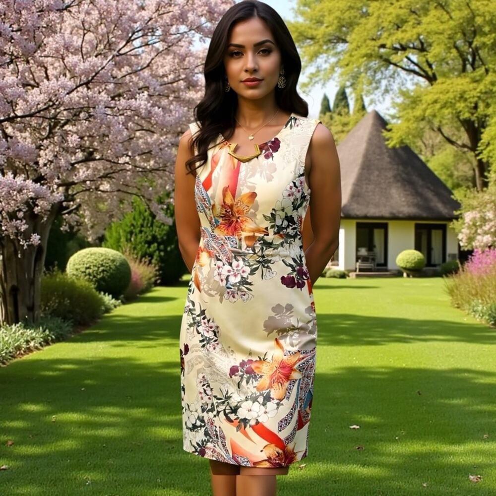 JOSEPH RIBKOFF NWOT Gorgeous Stunning Sleeveless Floral Pencil Dress Size 6